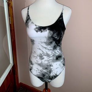 B&W tie dye Derek Heart bodysuit tank from Meijer